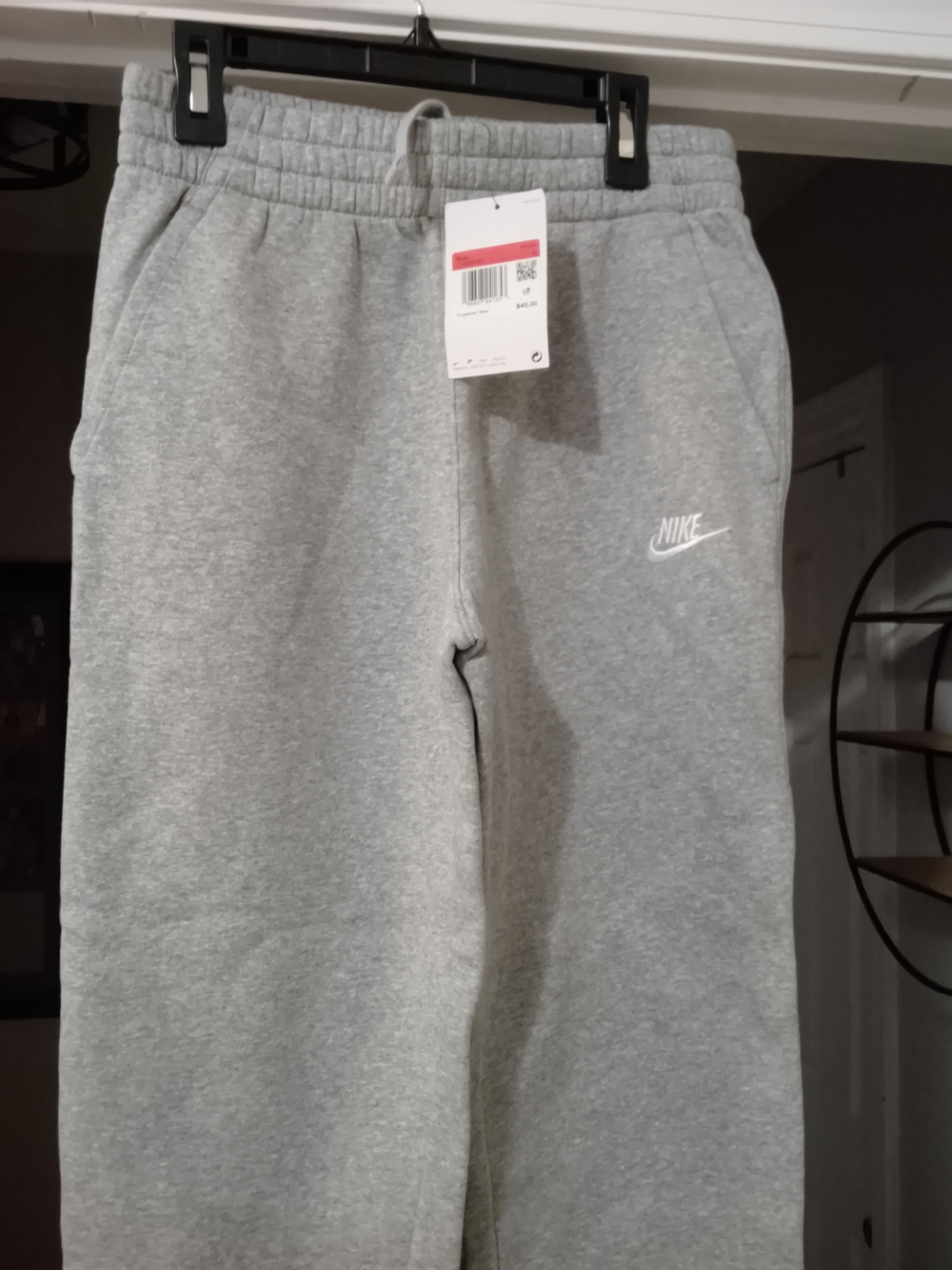 Nike Kids Gray Joggers with White Swoosh